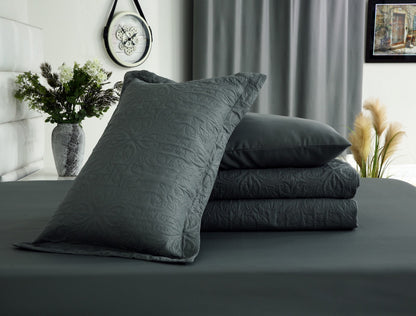 6 PCs Luxury Bed Spread Set-Grey Bed Spread Apricot