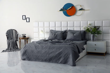 6 PCs Luxury Bed Spread Set-Grey Bed Spread Apricot