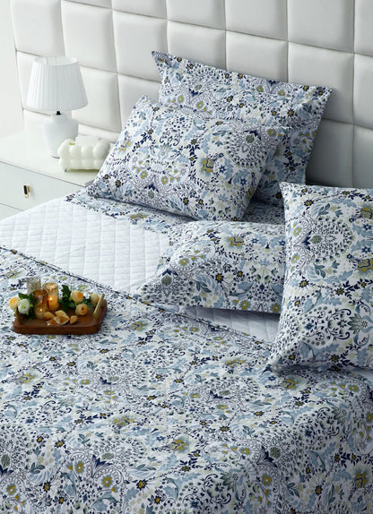6 PCs Luxury Bed Spread Set-Blue Daisy Bed Spread Apricot