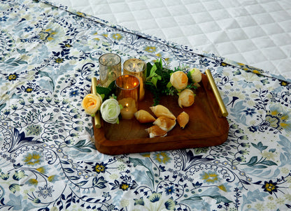 6 PCs Luxury Bed Spread Set-Blue Daisy Bed Spread Apricot