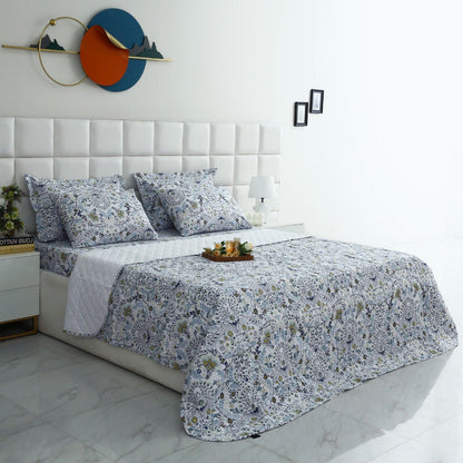 6 PCs Luxury Bed Spread Set-Blue Daisy Bed Spread Apricot