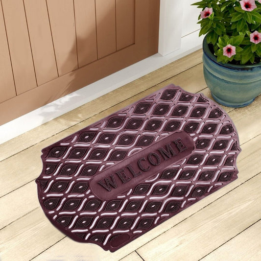 Outdoor Indoor Antislip Door Mat WELCOME-SA2553-10(Maroon) Door Mats Apricot