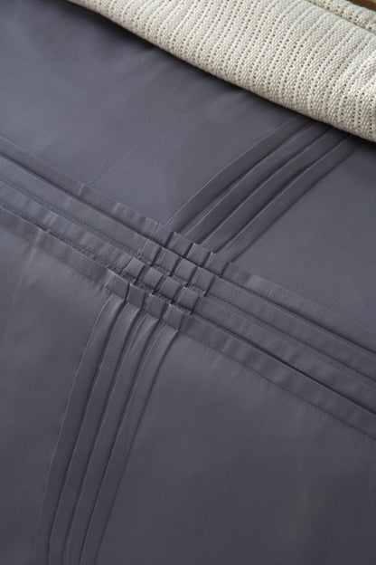 6 PCs Luxury Satin Dyed Duvet Cover Set-Grey Duvet Cover Apricot