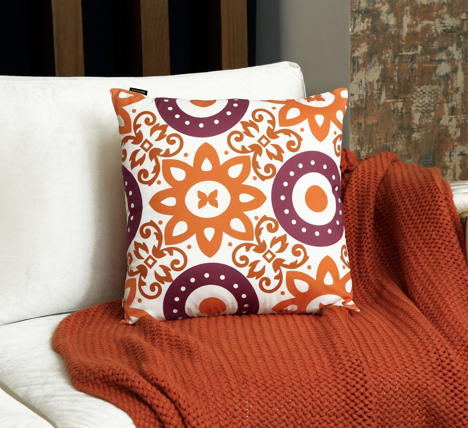 4 PCs Digital Printed Cotton Cushions-Spring Slumber cushions Apricot
