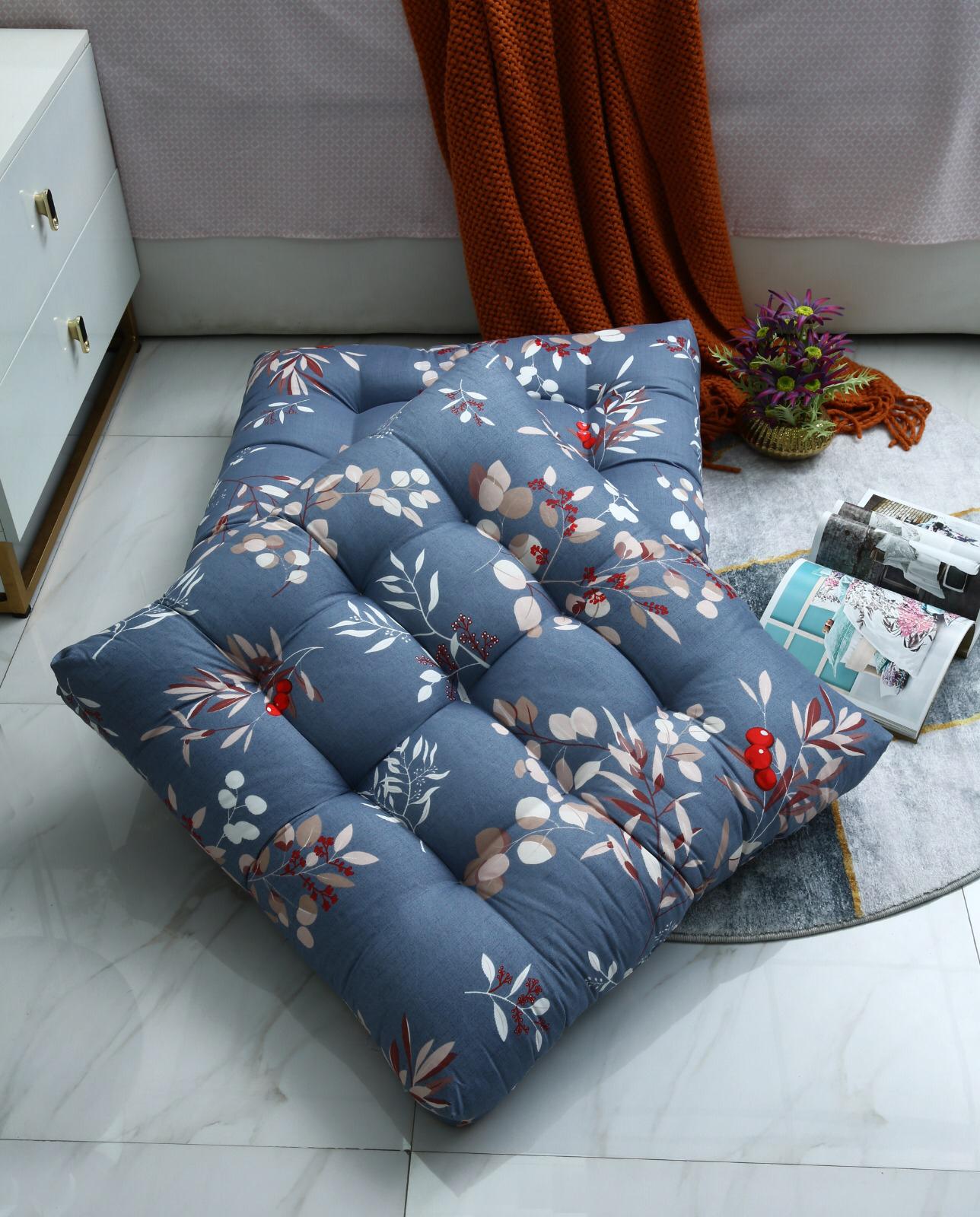 Digital Printed Square Floor Cushions-Cherries cushions Apricot