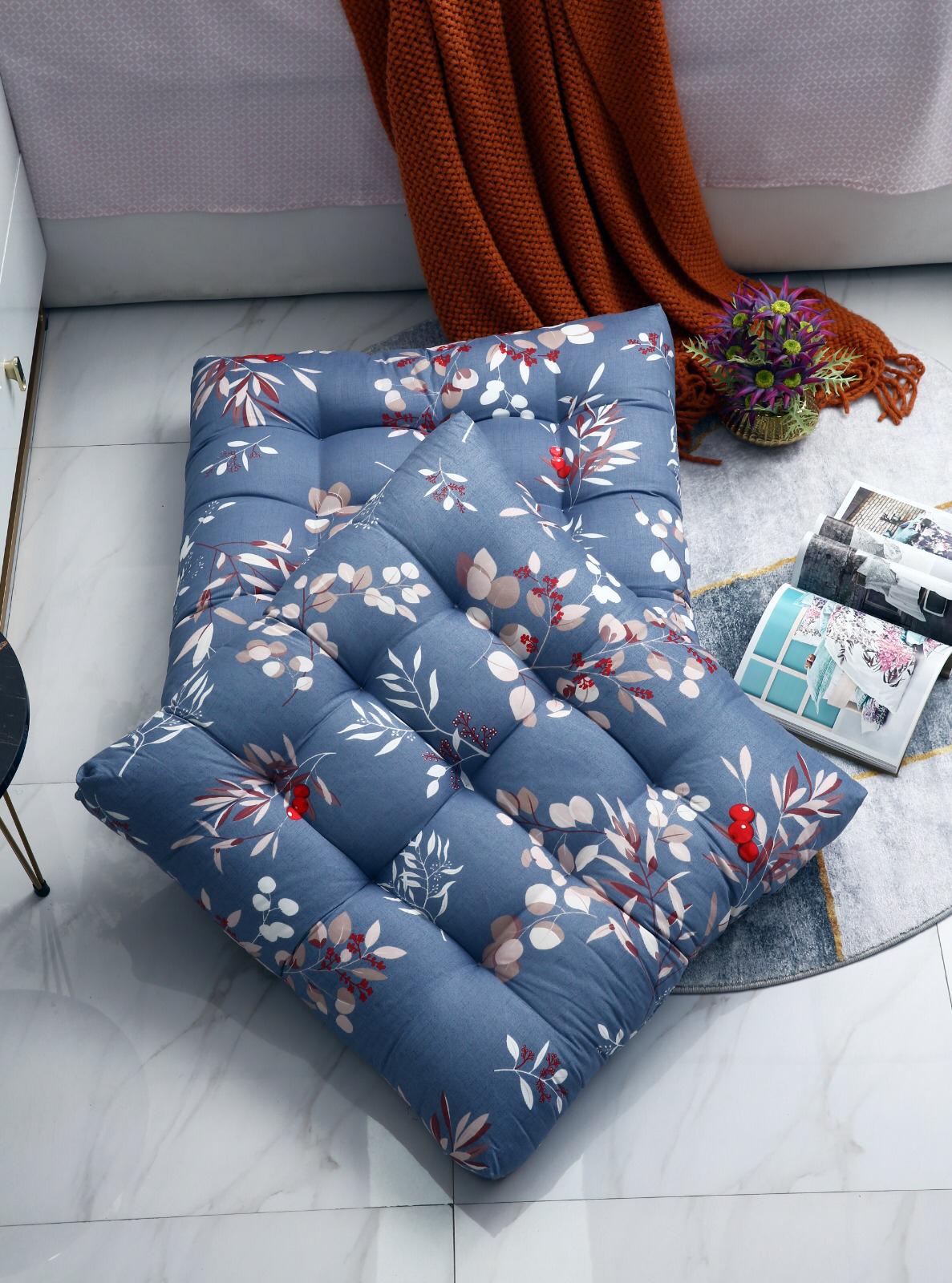Digital Printed Square Floor Cushions-Cherries cushions Apricot