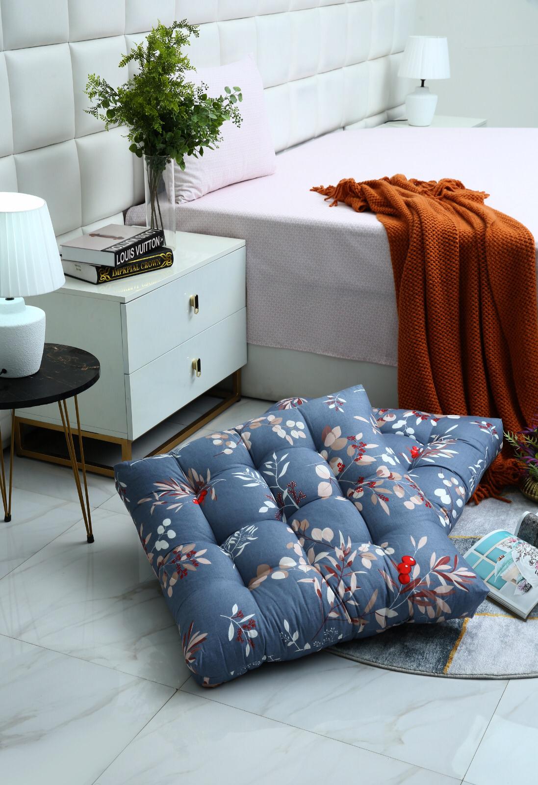 Digital Printed Square Floor Cushions-Cherries cushions Apricot