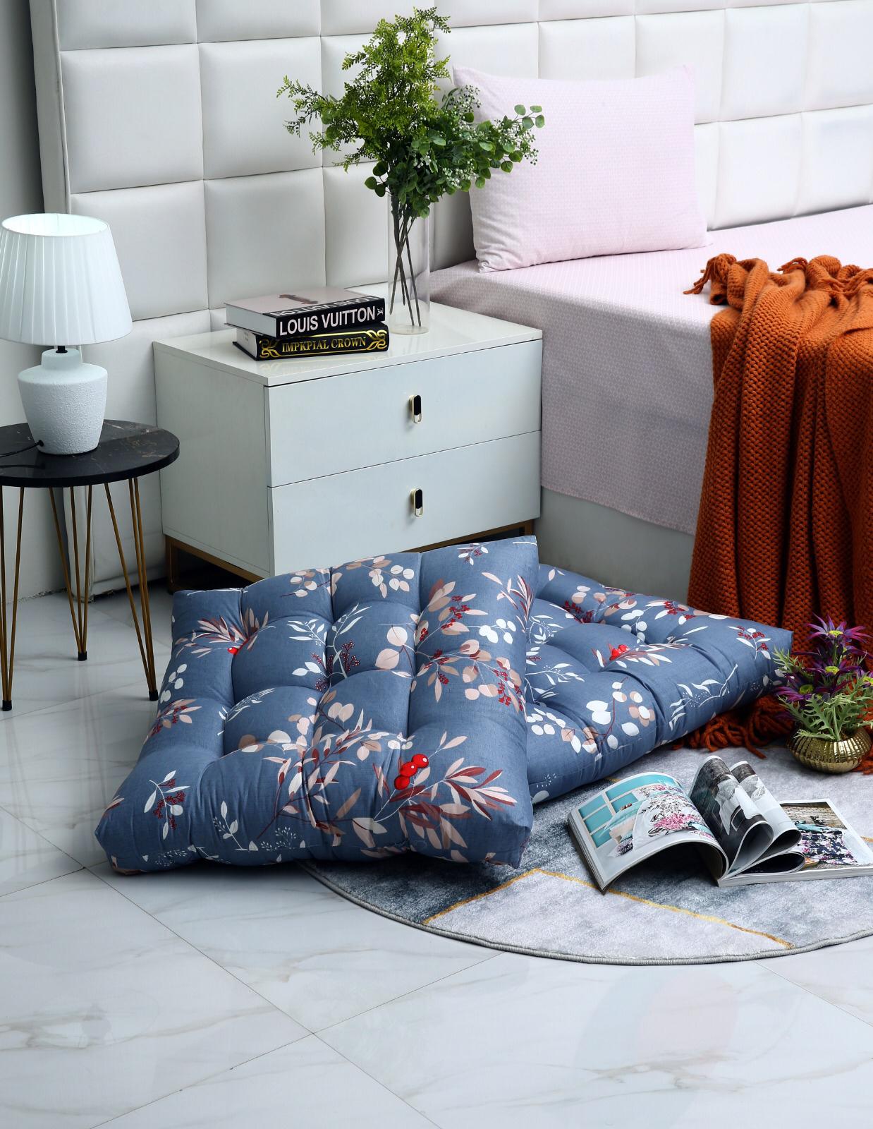 Digital Printed Square Floor Cushions-Cherries cushions Apricot