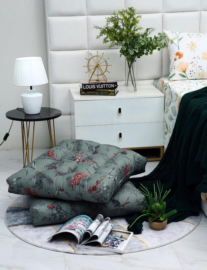 Digital Printed Square Floor Cushions-Summer Slumber cushions Apricot