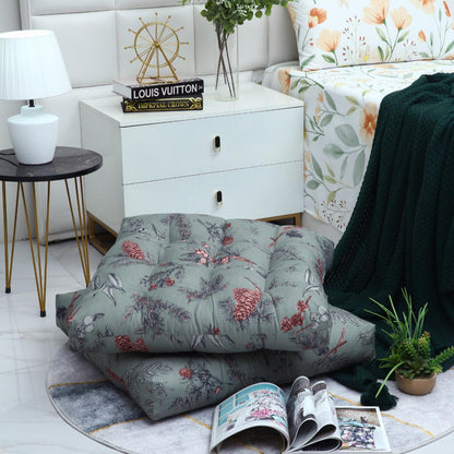 Digital Printed Square Floor Cushions-Summer Slumber cushions Apricot