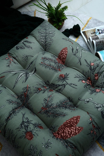 Digital Printed Square Floor Cushions-Summer Slumber cushions Apricot