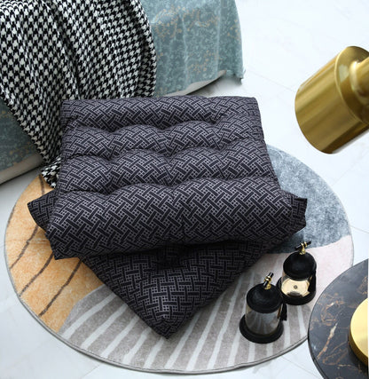 Digital Printed Square Floor Cushions-Plaid cushions Apricot