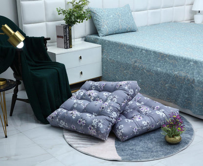 Digital Printed Square Floor Cushions-White Rose cushions Apricot