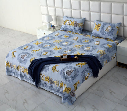 3 PCs Double Bed Sheet-AP0052 Bed Sheets Apricot