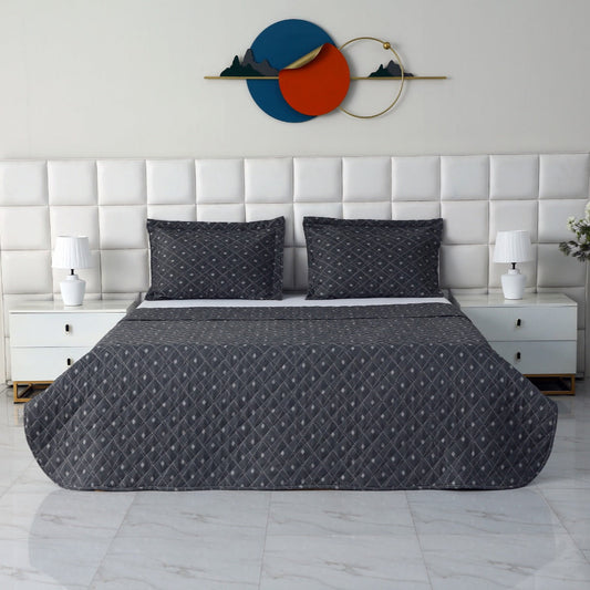 3 PCs Printed Bed Spread Set-Onyx Geometric Bed Spread Apricot