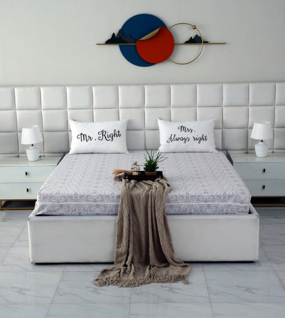 Zipper Mattress Cover Printed-Beige Flower Protectors Apricot