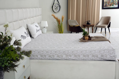 Zipper Mattress Cover Printed-Beige Flower Protectors Apricot