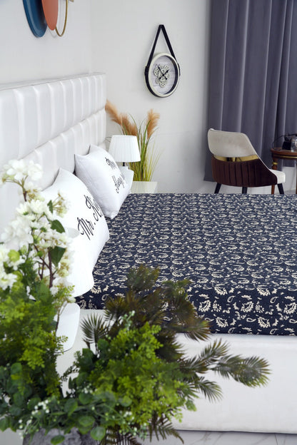 Zipper Mattress Cover Printed-Beige Flower Protectors Apricot