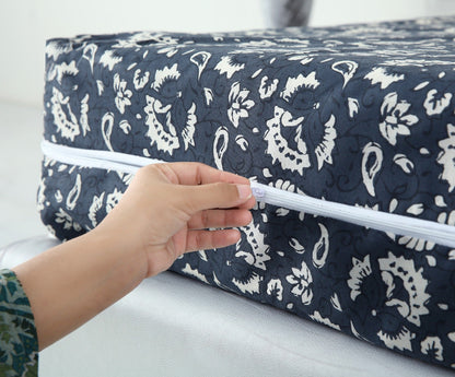 Zipper Mattress Cover Printed-Beige Flower Protectors Apricot