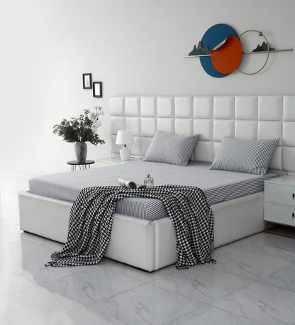 Zipper Mattress Cover Printed-Grey Stripes Protectors Apricot