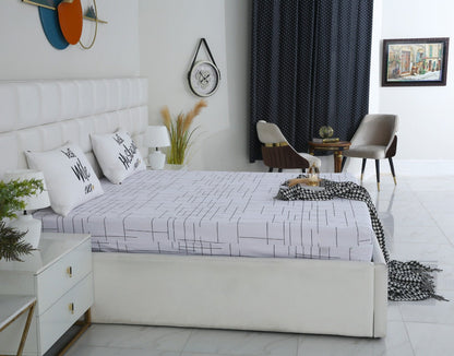 Zipper Mattress Cover Printed-White Check Protectors Apricot