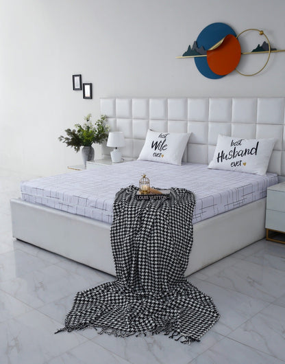 Zipper Mattress Cover Printed-White Check Protectors Apricot