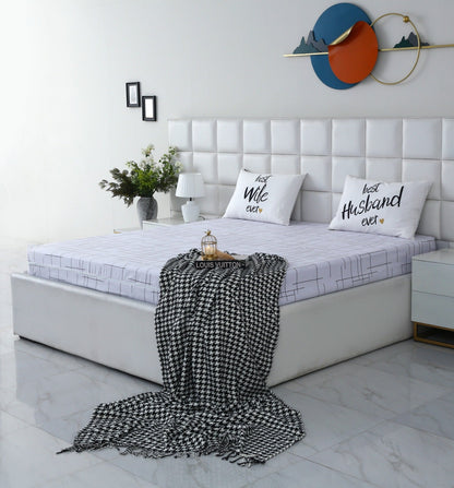 Zipper Mattress Cover Printed-White Check Protectors Apricot
