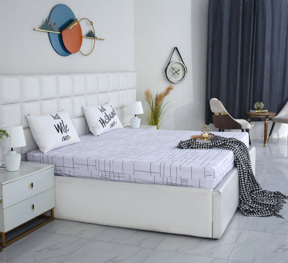 Zipper Mattress Cover Printed-White Check Protectors Apricot
