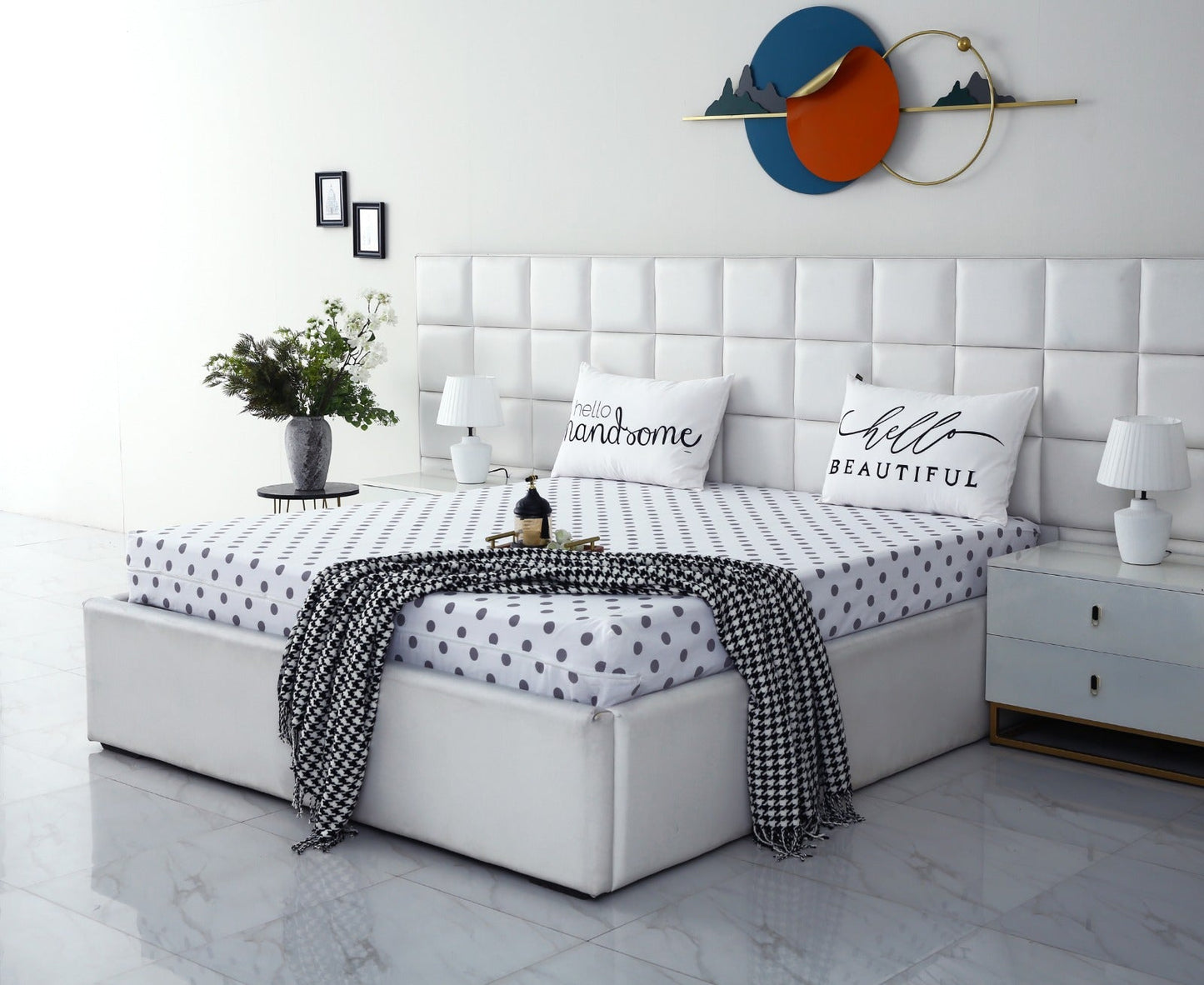 Zipper Mattress Cover Printed-Bold Polka Protectors Apricot