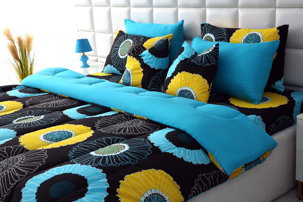 8 PCs Winter Comforter Set-Sun Flower Comforters Apricot