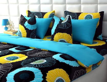 8 PCs Winter Comforter Set-Sun Flower Comforters Apricot