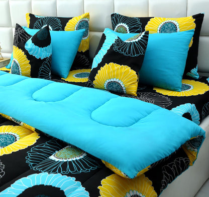8 PCs Winter Comforter Set-Sun Flower Comforters Apricot