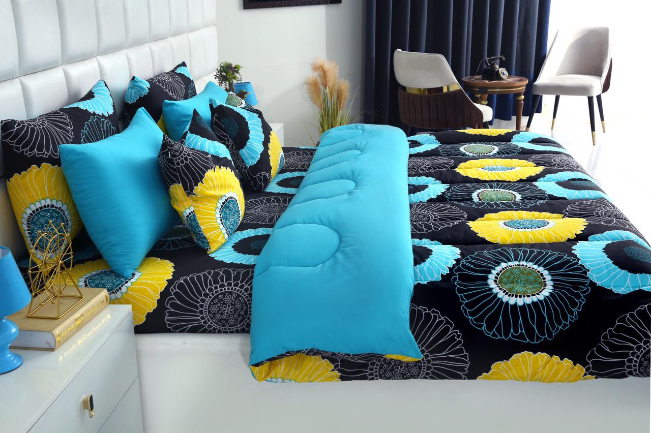 8 PCs Winter Comforter Set-Sun Flower Comforters Apricot