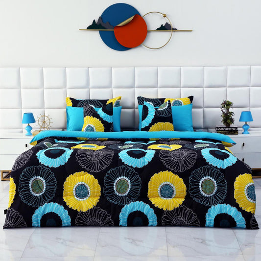 8 PCs Winter Comforter Set-Sun Flower Comforters Apricot