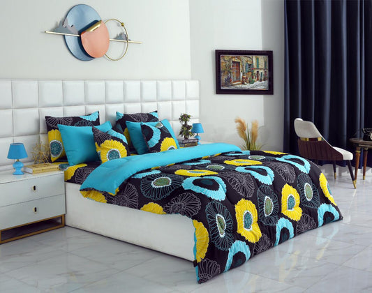 8 PCs Winter Comforter Set-Sun Flower Comforters Apricot