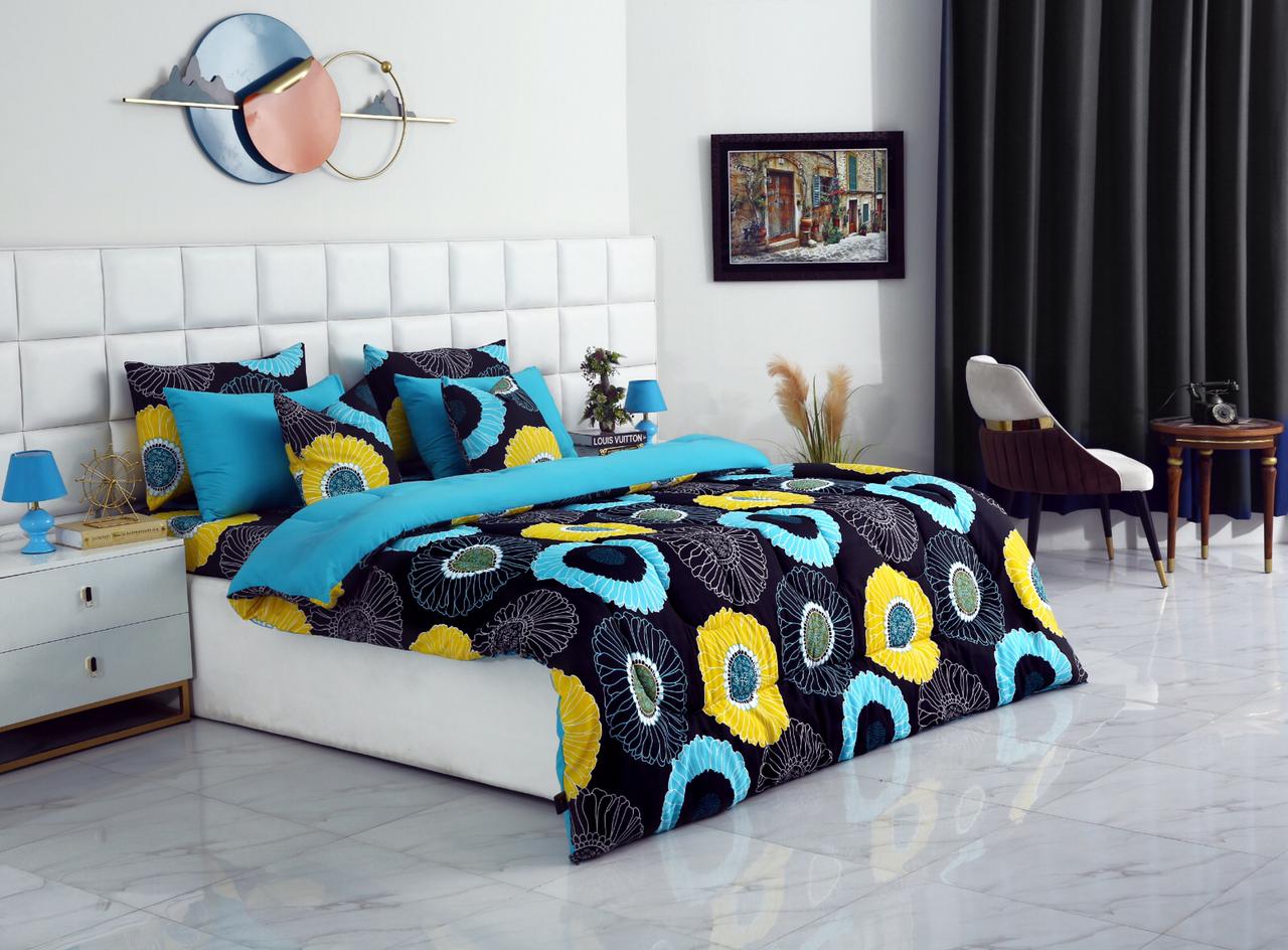 8 PCs Winter Comforter Set-Sun Flower Comforters Apricot