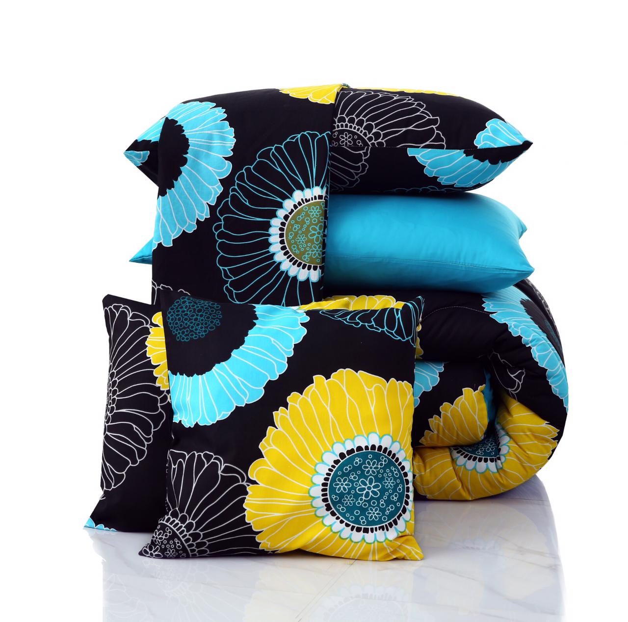 8 PCs Winter Comforter Set-Sun Flower Comforters Apricot