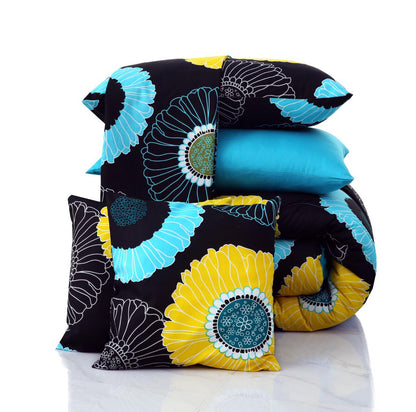 8 PCs Winter Comforter Set-Sun Flower Comforters Apricot