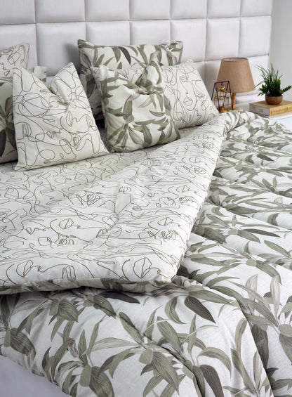 5 PCs Single Comforter Set-Pine Comforters Apricot