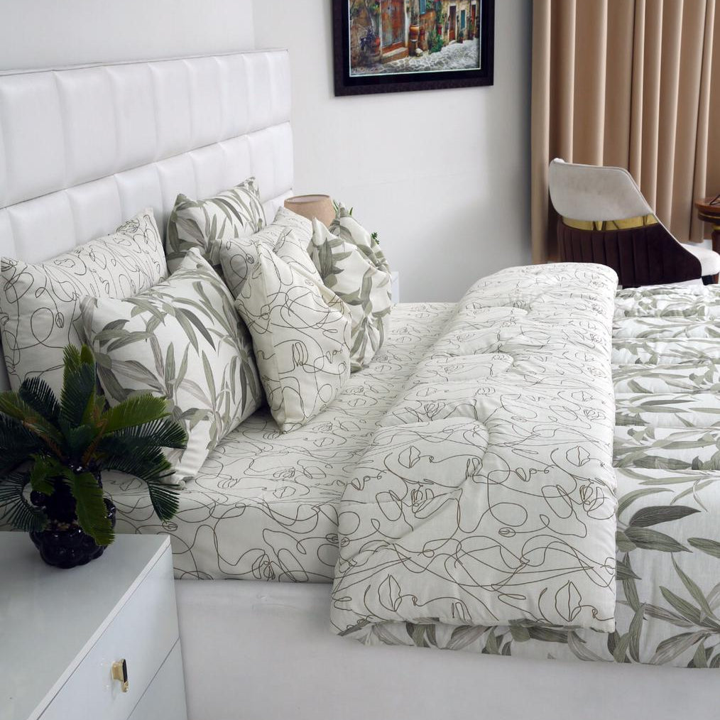 5 PCs Single Comforter Set-Pine Comforters Apricot