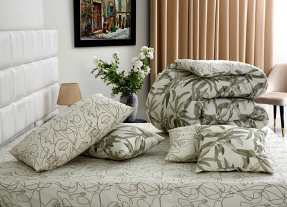 8 PCs Winter Comforter Set-Pine Comforters Apricot