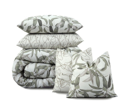 5 PCs Single Comforter Set-Pine Comforters Apricot