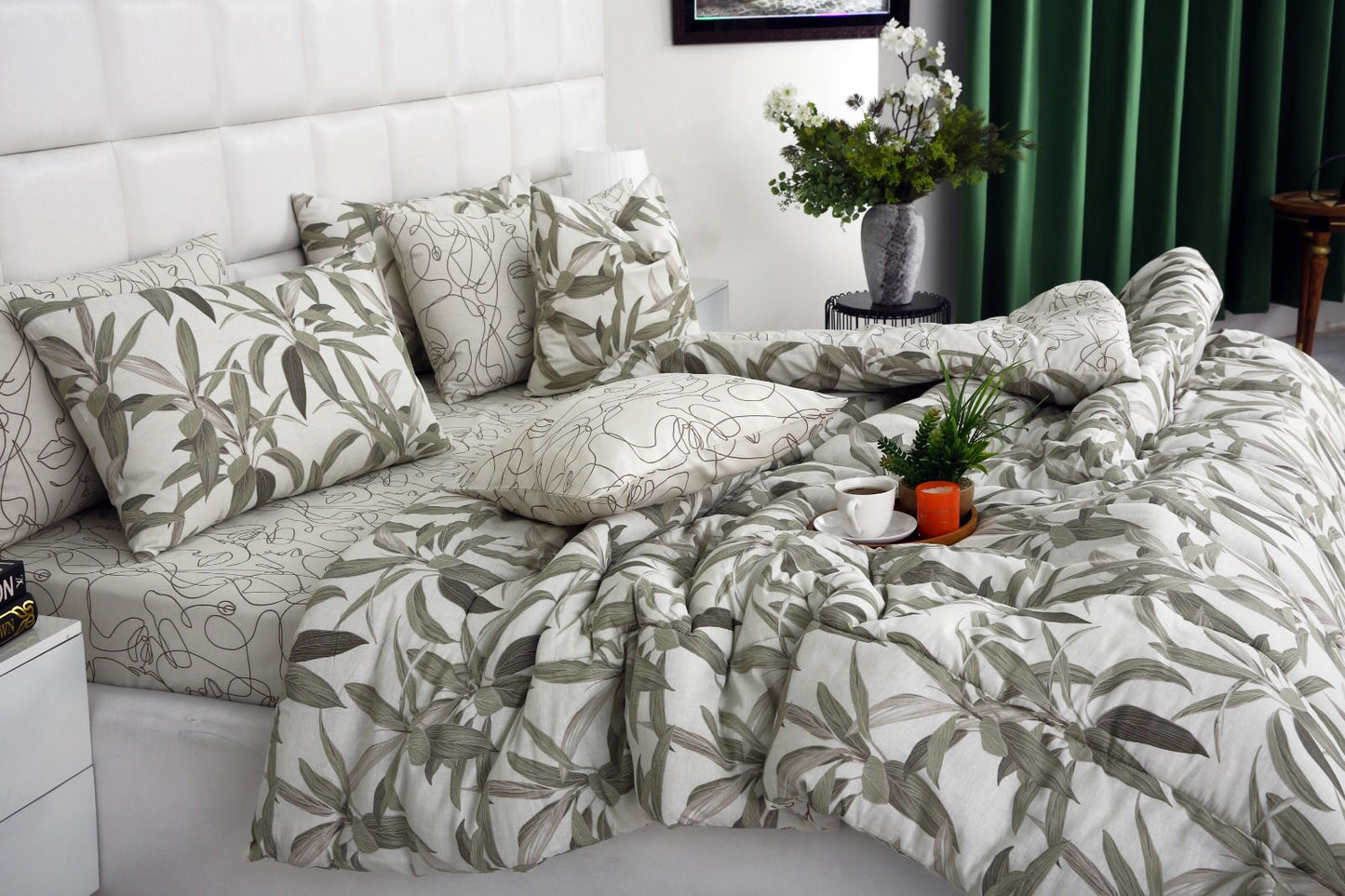 5 PCs Single Comforter Set-Pine Comforters Apricot