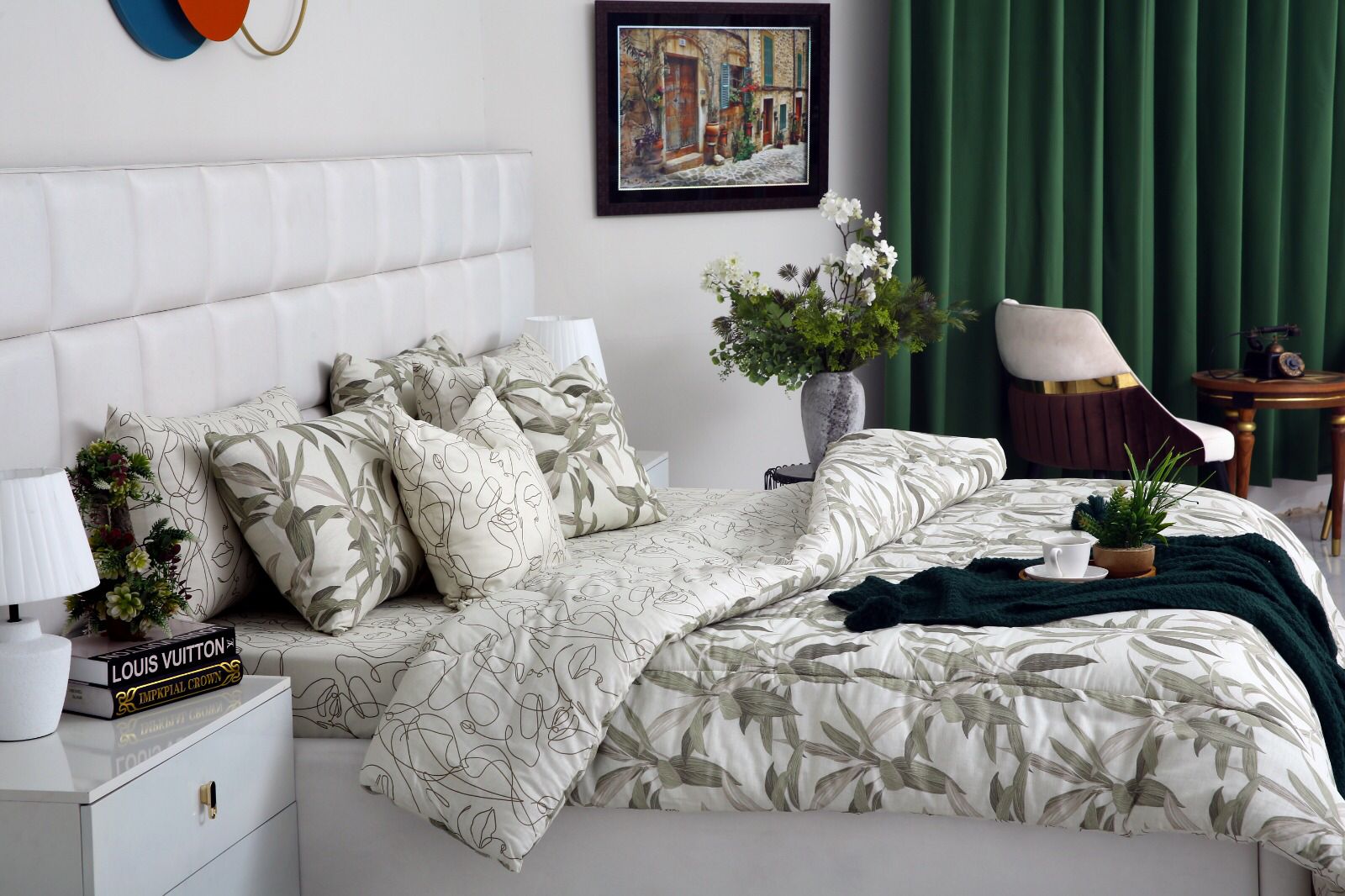 5 PCs Single Comforter Set-Pine Comforters Apricot