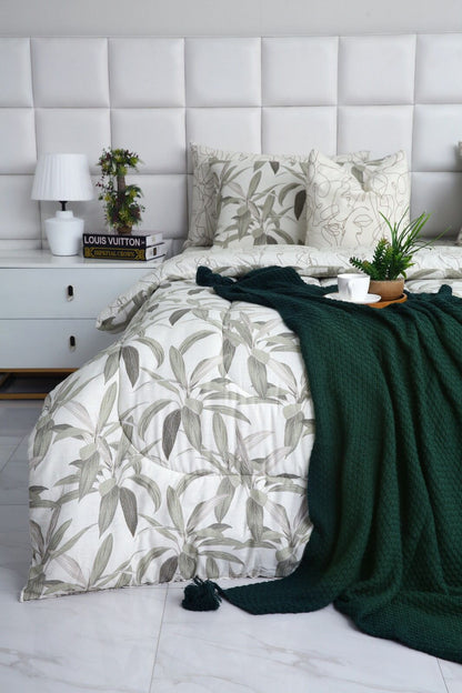 5 PCs Single Comforter Set-Pine Comforters Apricot