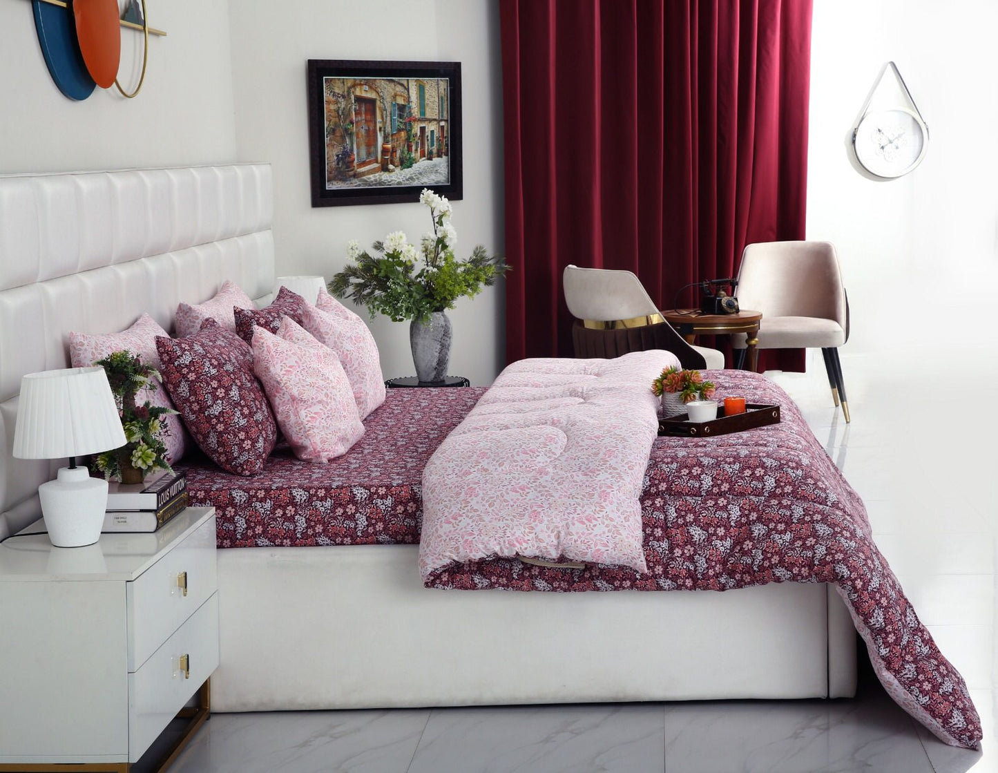 8 PCs Winter Comforter Set-Daisy Day Comforters Apricot