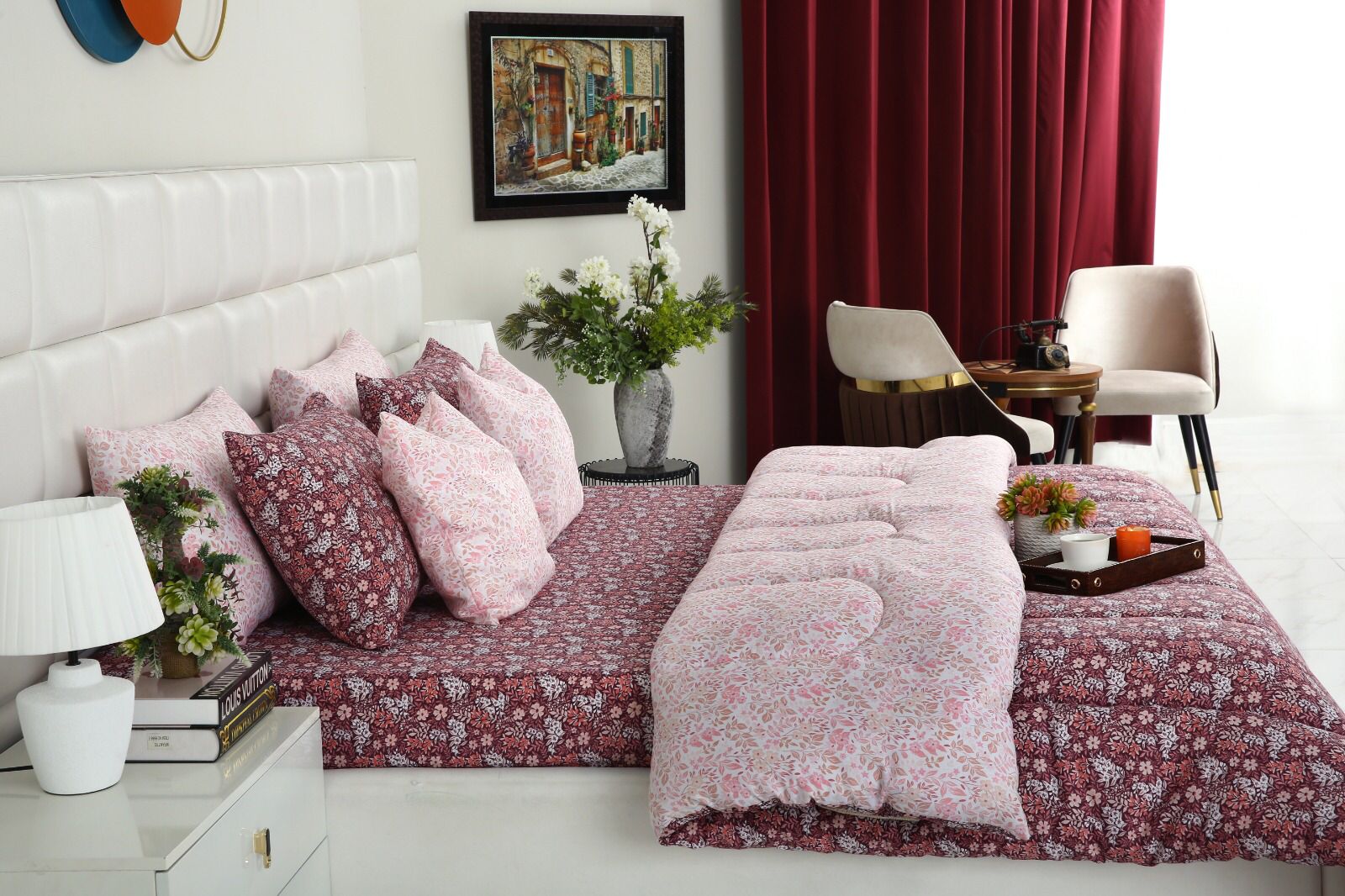8 PCs Winter Comforter Set-Daisy Day Comforters Apricot