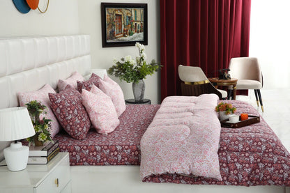 8 PCs Winter Comforter Set-Daisy Day Comforters Apricot