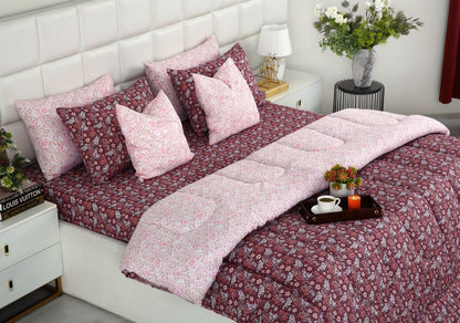8 PCs Winter Comforter Set-Daisy Day Comforters Apricot