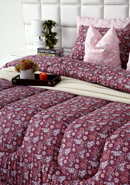 8 PCs Winter Comforter Set-Daisy Day Comforters Apricot